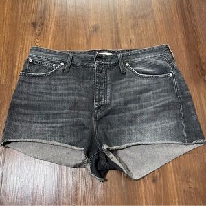 Madewell Women Relaxed Denim Shorts 33" Black Western Boho‎ Button Front
